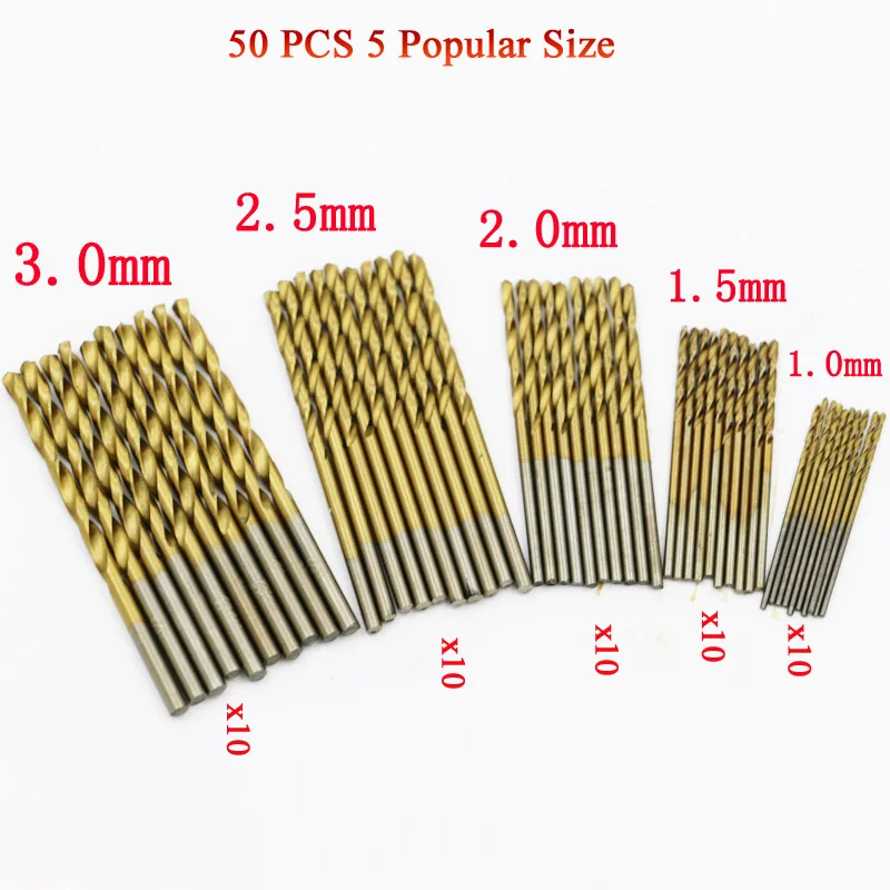 Twist Drill Bit Set 50Pcs HSS Drillpro Shank Titanium Coated High Speed Steel Mini Drill Bit Micro Precision 1/1.5/2/2.5/3mm
Twist Drill Bit Set 50Pcs HSS Drillpro Shank Titanium Coated High Speed Steel Mini Drill Bit Micro Precision 1/1.5/2/2.5/3mm