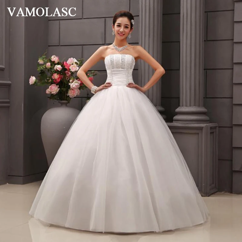 VAMOLASC блестками вечернее платье без бретелей Кружева Свадебные платья с открытыми плечами складной Тюль Свадебные платья с глубоким вырезо...