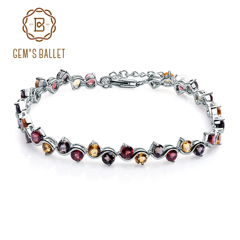 GEM'S BALLET Natural Garnet Citrine Smoky Quartz Link Bracelet 925 Sterling Silver Gemstone Bracelet For Women Fine Jewelry
GEM'S BALLET Natural Garnet Citrine Smoky Quartz Link Bracelet 925 Sterling Silver Gemstone Bracelet For Women Fine Jewelry