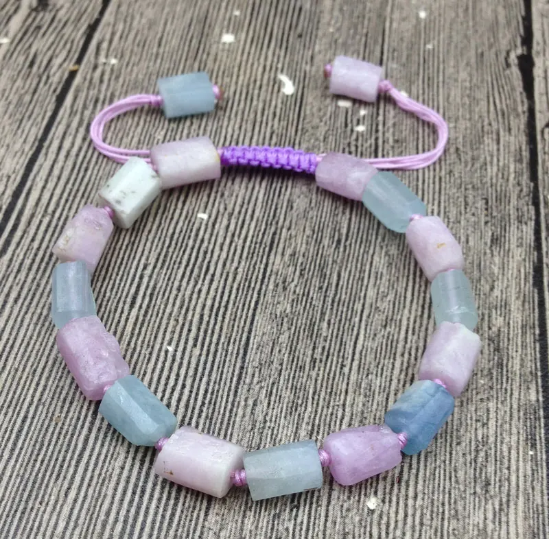 YA3047 Natural Rough Morganite Stone Cord Knotted Adjustable Bracelet | Украшения и аксессуары