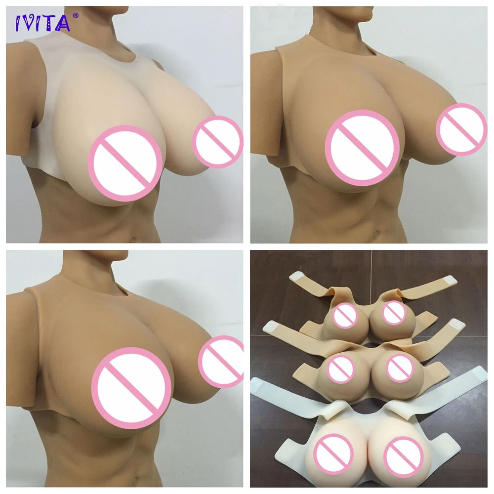 

IVITA 3200g Artifical Silicone Breast Forms Cup H Fake Boobs Breasts For Crossdresser Transgender Drag Queen Shemale Cosplay