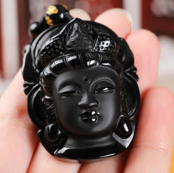 Natural Black Obsidian Pendant Avalokiteshvara Buddha Guanyin Head Amulets And Talismans Scrub Pendant With Bead Necklace
Natural Black Obsidian Pendant Avalokiteshvara Buddha Guanyin Head Amulets And Talismans Scrub Pendant With Bead Necklace