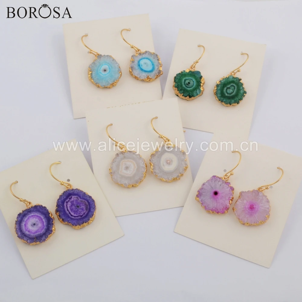 BOROSA 6pairs Gold Color Natural Solar Quartz Earrings Sun Flower Stone Druzy Titanium Rainbow Drop Earrings G1739
BOROSA 6pairs Gold Color Natural Solar Quartz Earrings Sun Flower Stone Druzy Titanium Rainbow Drop Earrings G1739