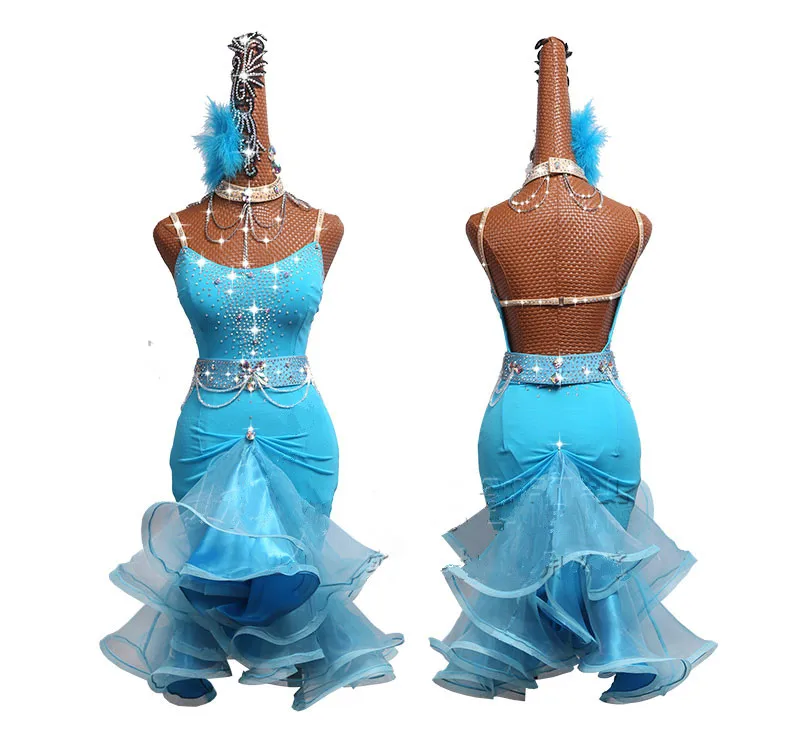 Rhinestone Latin Dance Dress For Women Lce Blue Latin Dance Competition Dresses Female Salsa Dance Sexy Sling Fishbone Skirt
Rhinestone Latin Dance Dress For Women Lce Blue Latin Dance Competition Dresses Female Salsa Dance Sexy Sling Fishbone Skirt