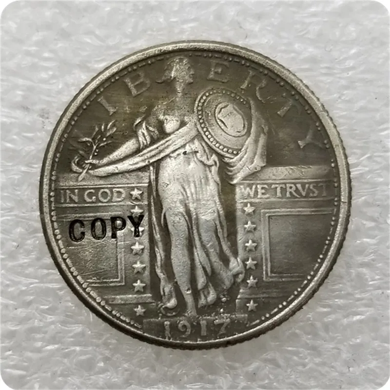 США Тип #1 _ 1917 p S D стоя свобода четверть копия монет памятные монеты медаль