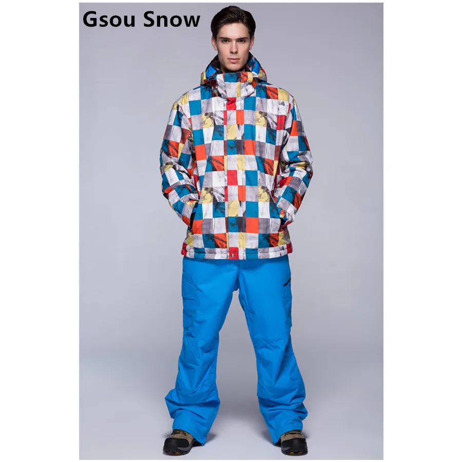 Gsou snow mens ski suit snowboarding suit male skiing suit colorful boxes skiwear ski jacket and blue pants waterproof 10K
Gsou snow mens ski suit snowboarding suit male skiing suit colorful boxes skiwear ski jacket and blue pants waterproof 10K