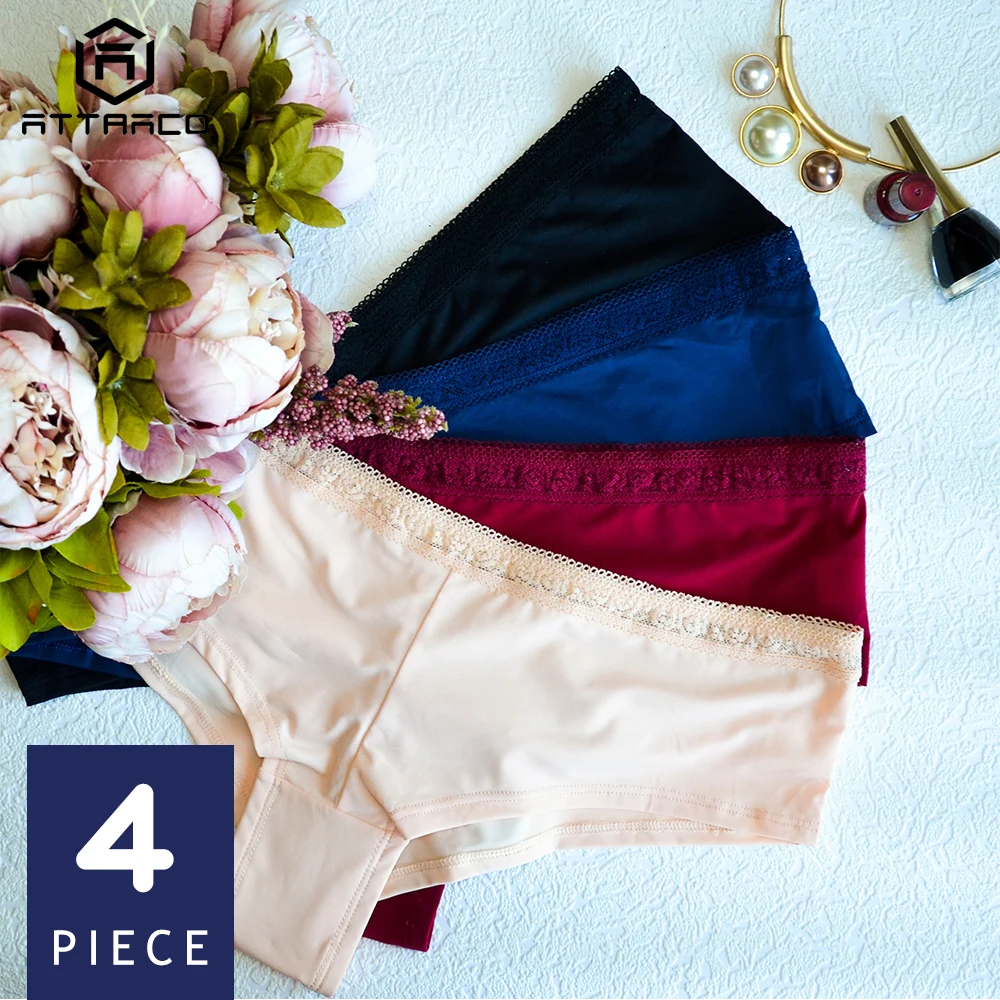 ATTRACO Women's Hipsters Lace Underwear String Panties solid hollow out Briefs Cotton soft skin-friendly comfortable 4 Pack
ATTRACO Women's Hipsters Lace Underwear String Panties solid hollow out Briefs Cotton soft skin-friendly comfortable 4 Pack