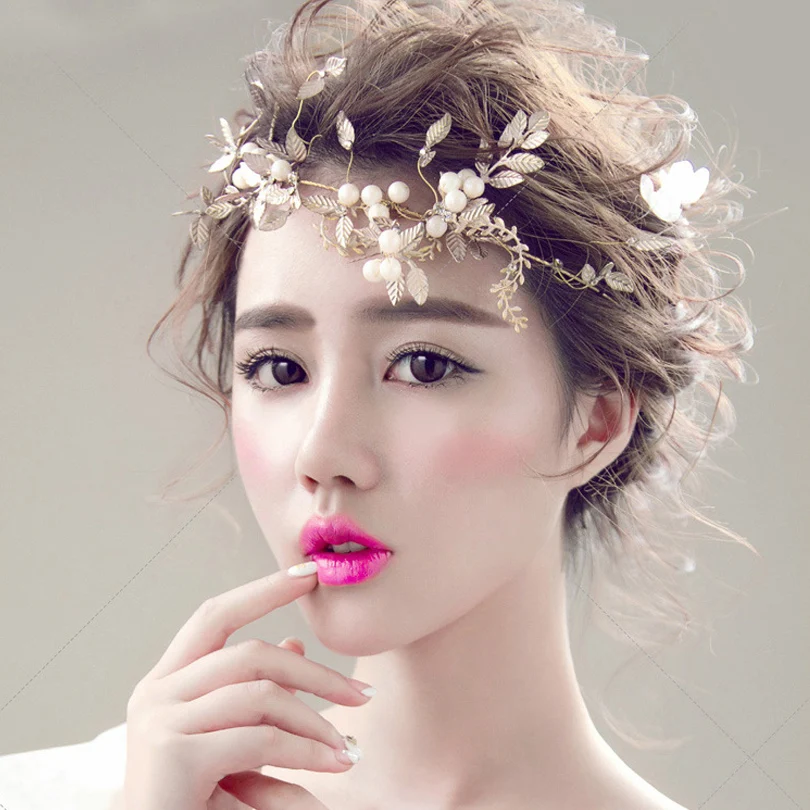 New Bridal Handmade Hair Jewelry Golden Leaves Soft Chain Headband Headwear Wedding Hair Accessories Wholesale Pearls Hairband
New Bridal Handmade Hair Jewelry Golden Leaves Soft Chain Headband Headwear Wedding Hair Accessories Wholesale Pearls Hairband