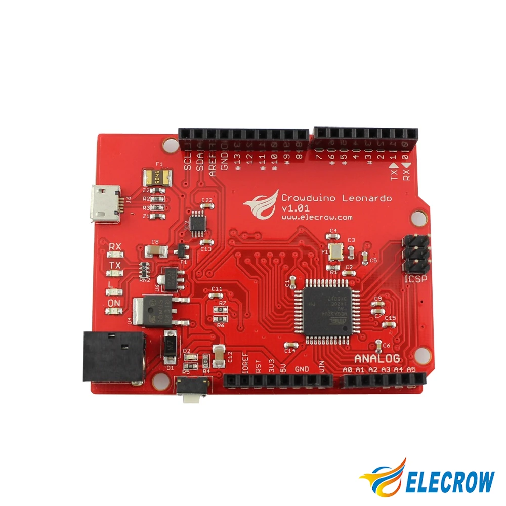 Elecrow Crowduino Leonardo Board R3 для Arduino ATmega32U4 с кабелем Micro USB DIY плата микроконтроллера -