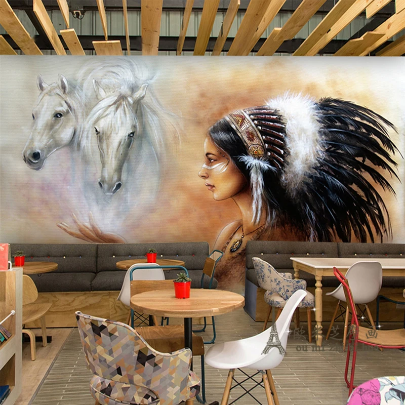 beibehang ,Large imitation Indian girl mural painting white horse theme cafe lounge bar wallpaper backdrop wallpaper
beibehang ,Large imitation Indian girl mural painting white horse theme cafe lounge bar wallpaper backdrop wallpaper