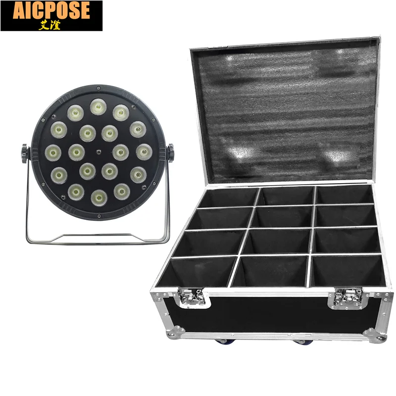 12 шт. 18x12 Вт led Par огни RGBW 4в1 плоский par с футляром для полета dmx512 Дискотека