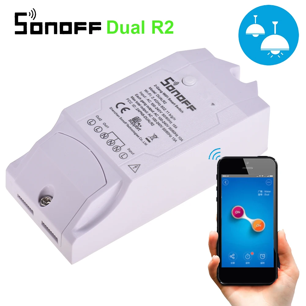 Умный выключатель Sonoff Dual R 2 универсальный модульный с дистанционным управлением