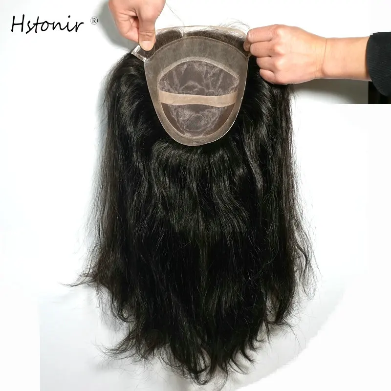 Hstonir индийский волосы remy штук Toupet для женщин натуральные швейцарский кружево