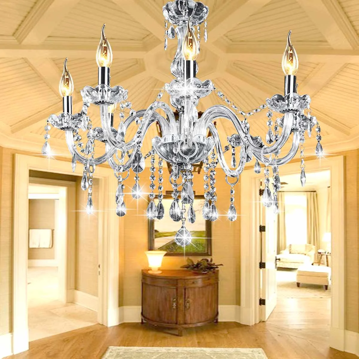 AC110-240V 8 Heads E12 Clear Crystal Chandelier Light Modern Chandeliers Crystal Light Fixture Bedroom Hanging
AC110-240V 8 Heads E12 Clear Crystal Chandelier Light Modern Chandeliers Crystal Light Fixture Bedroom Hanging