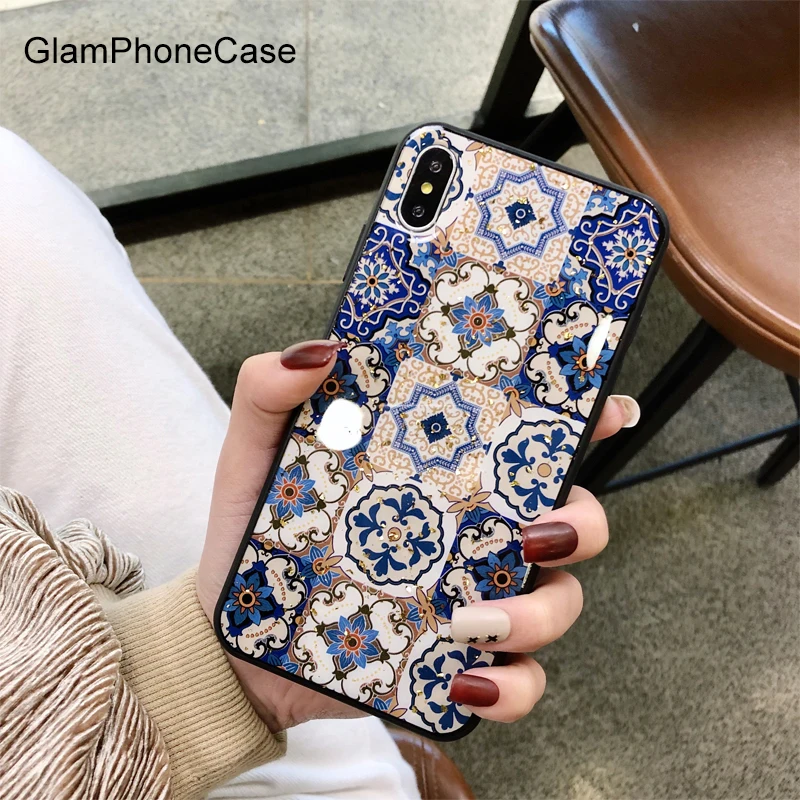 Чехол GlamPhone в этническом стиле чехол из золотой фольги с цветами для iphone11Pro/Max XS Max
