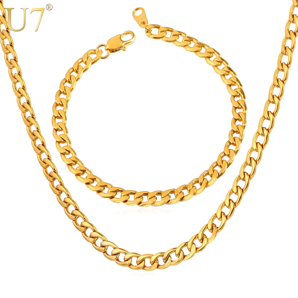 U7 Men Chain Jewelry Set Wholesale Black Gun /Gold Color Cuban Link Chain Necklace Bracelet Jewelry Set S625
U7 Men Chain Jewelry Set Wholesale Black Gun /Gold Color Cuban Link Chain Necklace Bracelet Jewelry Set S625
