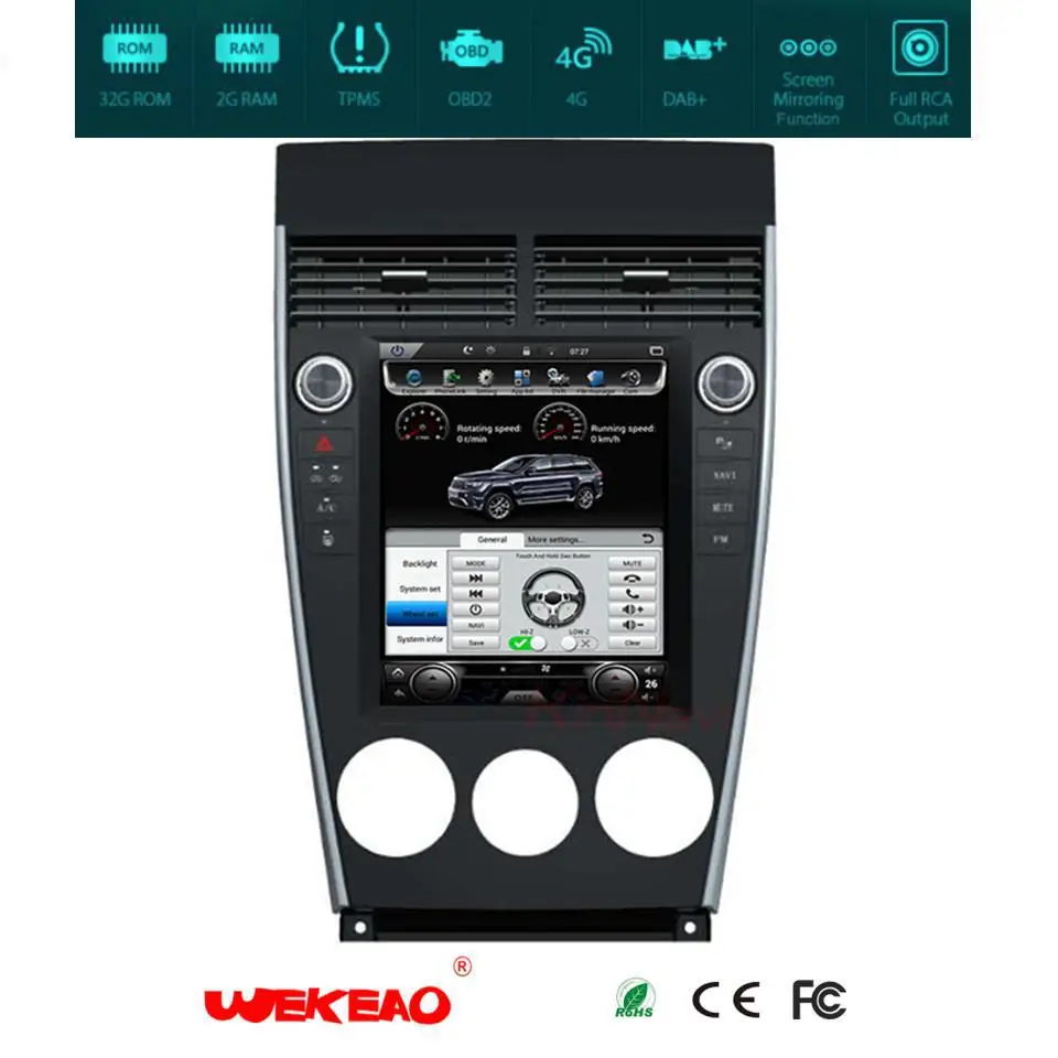 Wekeao 10 4 &quotвертикальный экран Tesla Стиль Авто gps навигация автомобиля радио для Mazda 6