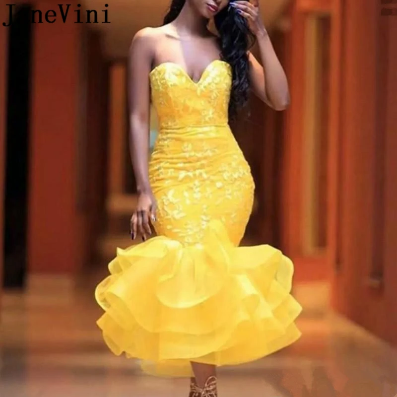 JaneVini Elegant Yellow Mermaid Evening Dresses Ruffles 2019 Sweetheart Appliques Organza Plus Size Formal Gowns Robe De Soiree
JaneVini Elegant Yellow Mermaid Evening Dresses Ruffles 2019 Sweetheart Appliques Organza Plus Size Formal Gowns Robe De Soiree