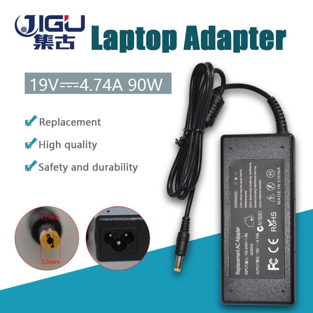

JIGU 19V 4.74A 5.5*1.7MM 90W For acer for aspire 3020 5020 8200 4720G 5551 5552 5595 5596 PEW86 Laptop AC Charger Power Adapter