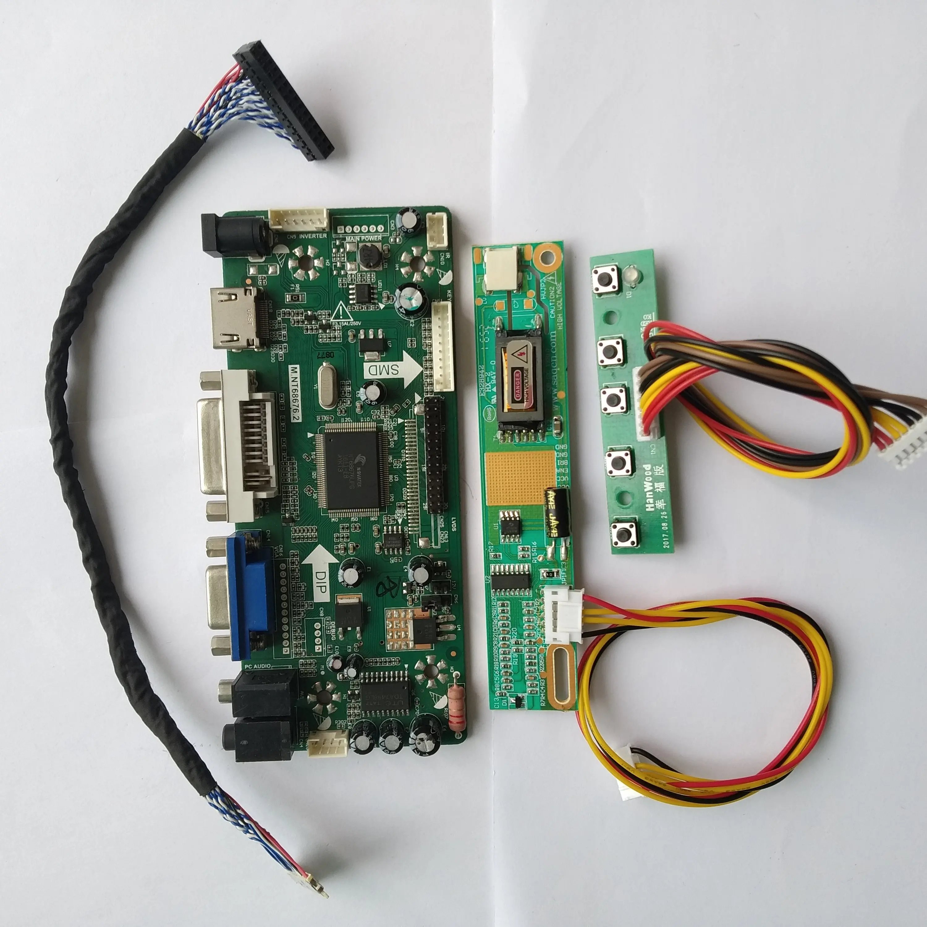 30pin VGA ЖК дисплей DIY LVDS плата контроллера комплект м. NT68676 совместимому с HDMI DVI для