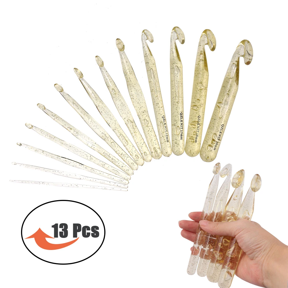 12pcs Huge Crochet Hooks Set 4.0-20mm Crystal Crochet Needles For Weave Craft Yarn Chunky Scarf Shawl Sweater DIY Knitting Tools
12pcs Huge Crochet Hooks Set 4.0-20mm Crystal Crochet Needles For Weave Craft Yarn Chunky Scarf Shawl Sweater DIY Knitting Tools