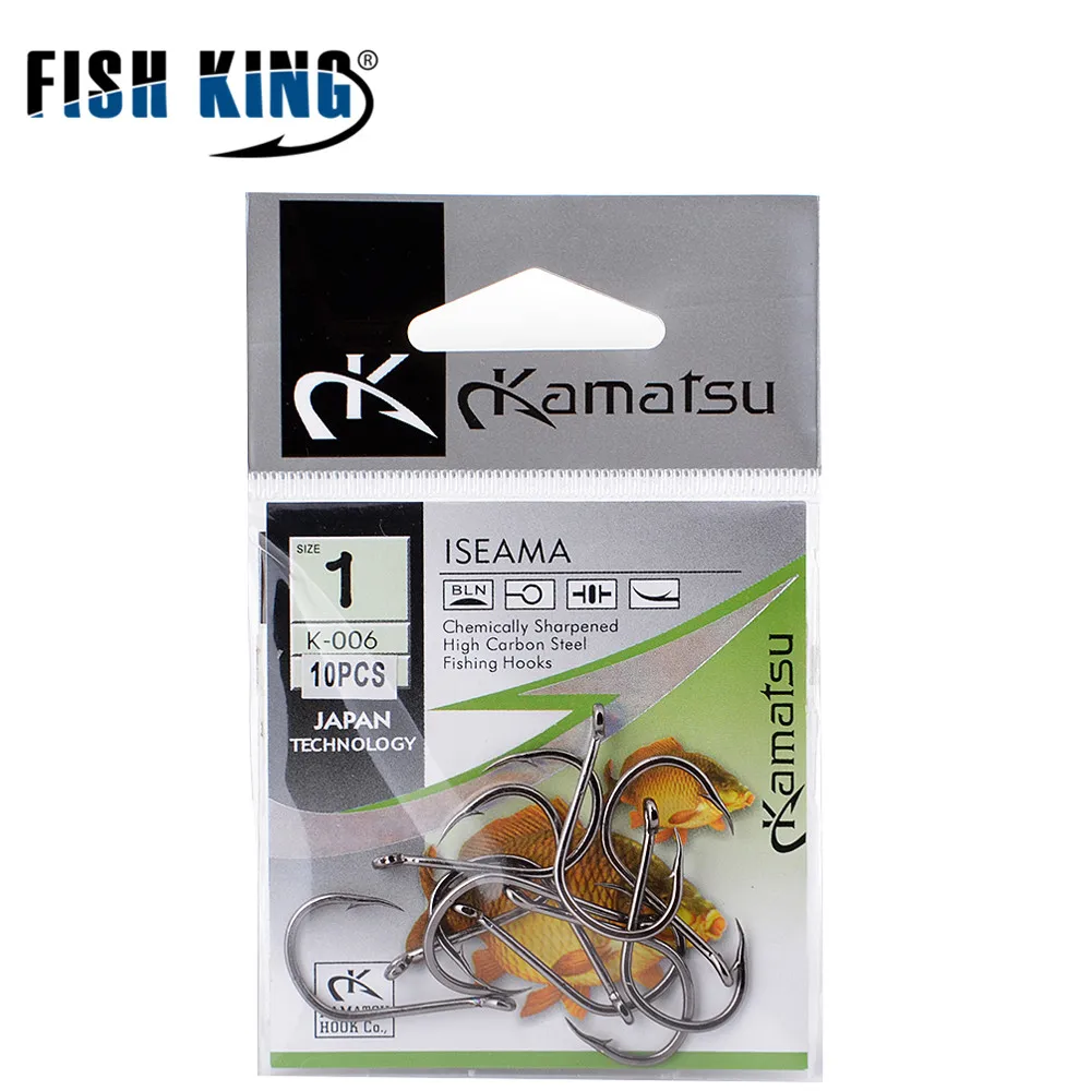 FISH KING 50 шт./лот Size1 Size10 рыболовные крючки из высокоуглеродистой стали с кольцом