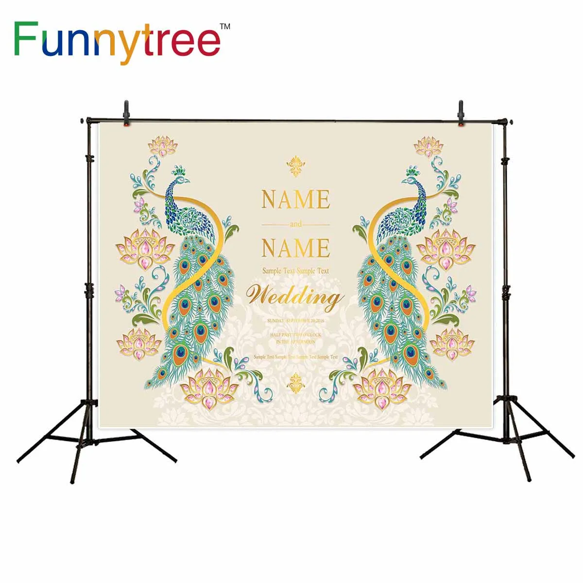 Funnytree photography backdropsWedding gold peacock crystals luxury elegant Exquisite photocall photography studio background
Funnytree photography backdropsWedding gold peacock crystals luxury elegant Exquisite photocall photography studio background