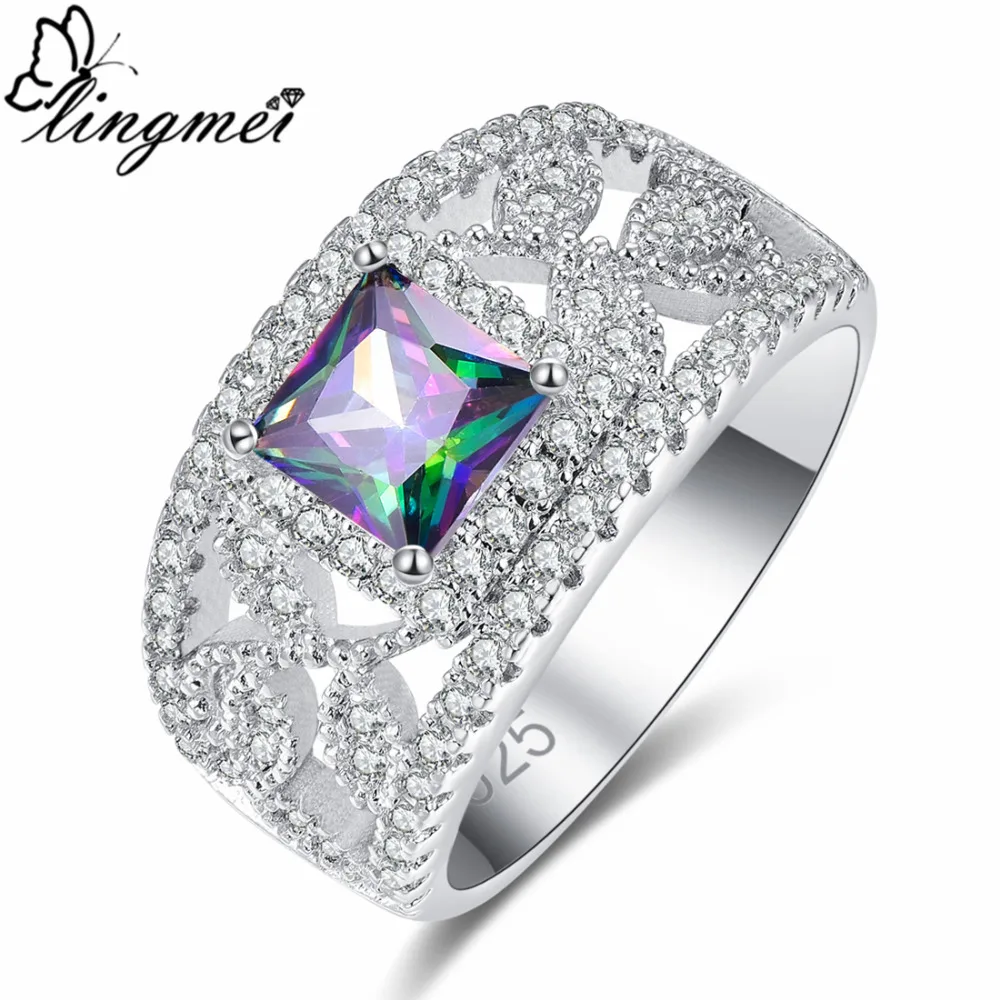 lingmei Princess Multi Green White CZ Silver Color Ring Size 6-9 Popular Anniversary Party Fashion Women Jewelry Christmas Gift
lingmei Princess Multi Green White CZ Silver Color Ring Size 6-9 Popular Anniversary Party Fashion Women Jewelry Christmas Gift