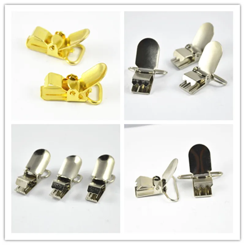 

NEW 10mm 15mm 20mm 25mm 30mm 35mm Metal Suspenders Clip Metal Paci Pacifier Suspender Clips Holders for Craft Project 30PCS/LOT