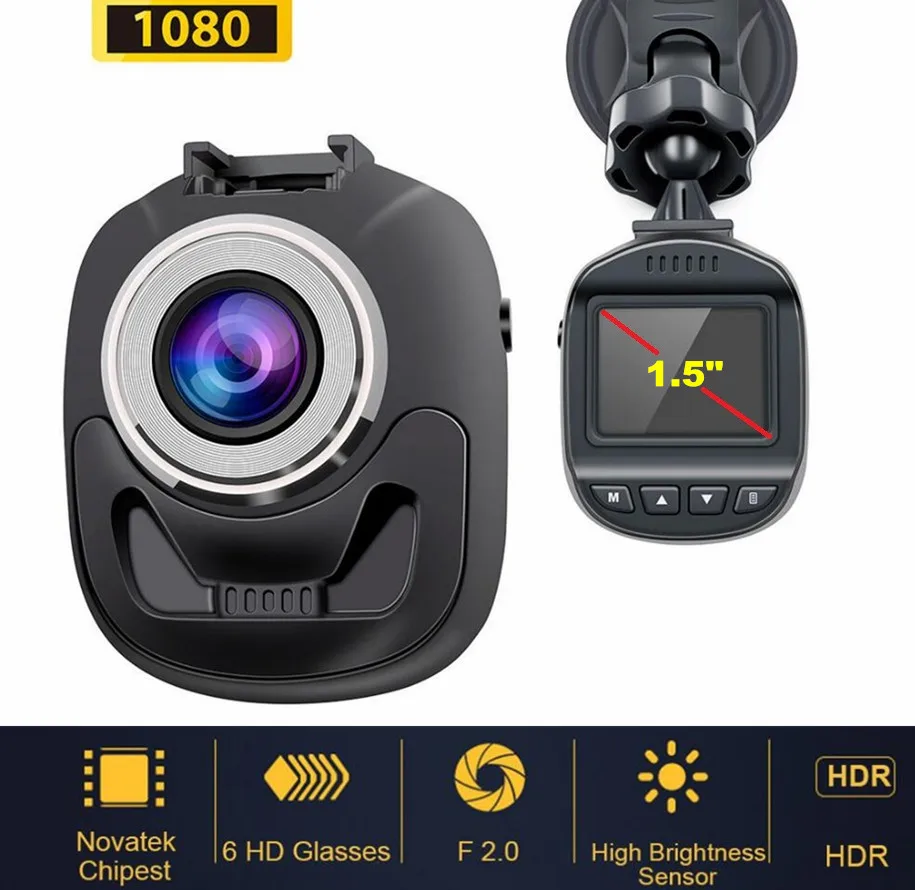 Wi Fi 1 5 дюймов Novatek 96658 Full HD 1080 Супер смарт циклическая запись G сенсор скрытый
