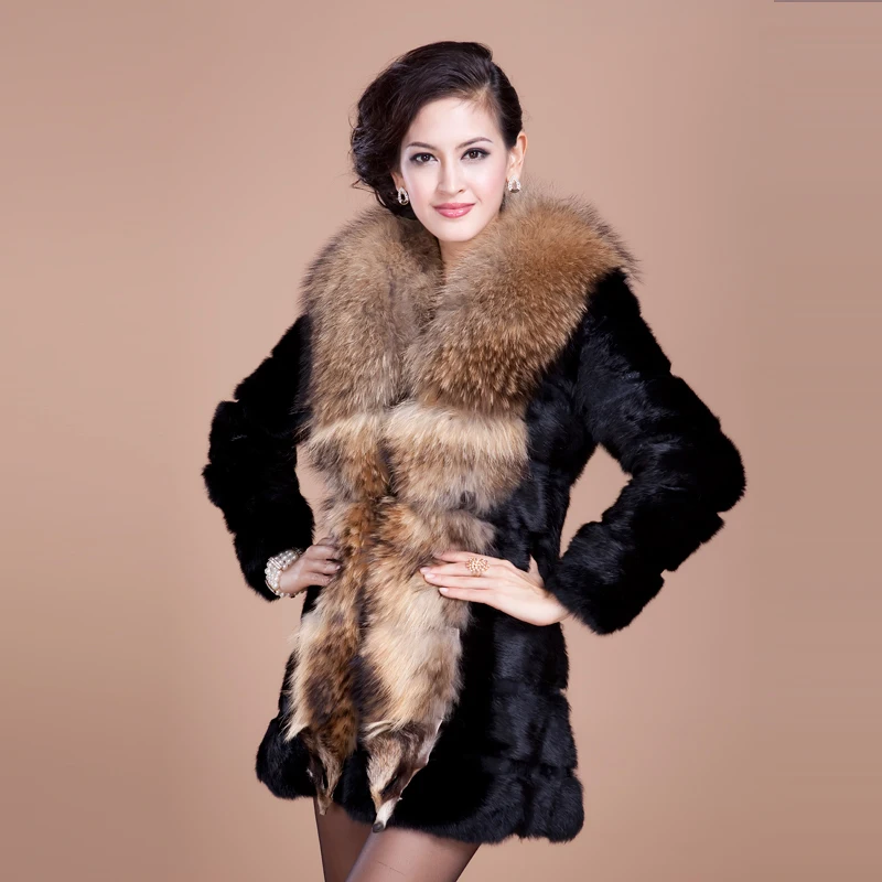 2017 Autumn Winter Women's Genuine Real Natural Rabbit Fur Coats Raccoon Fur Collar Lady Slim Outerwear VF0168
2017 Autumn Winter Women's Genuine Real Natural Rabbit Fur Coats Raccoon Fur Collar Lady Slim Outerwear VF0168