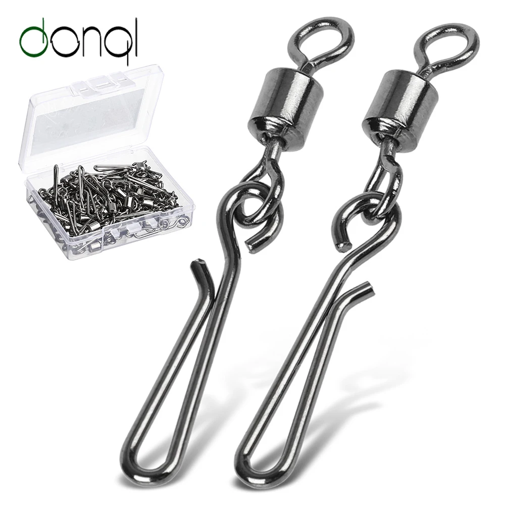 DONQL 20/50pcs Swivels Fishing Connector Interlock Pin Snap 2#-10# Rolling Swivel For Fishhook Lure Carp Fishing Accessories
DONQL 20/50pcs Swivels Fishing Connector Interlock Pin Snap 2#-10# Rolling Swivel For Fishhook Lure Carp Fishing Accessories