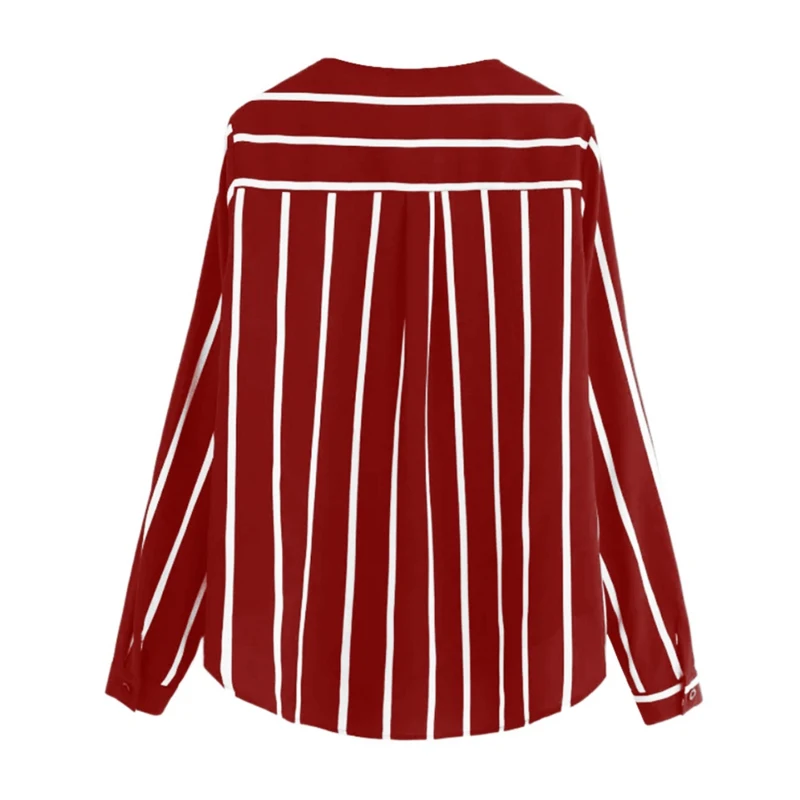 Women Chiffon Shirt Sexy Deep V-Neck Striped Wine Red Color Blouse Plus Size Long-Sleeved Chiffon Shirt
Women Chiffon Shirt Sexy Deep V-Neck Striped Wine Red Color Blouse Plus Size Long-Sleeved Chiffon Shirt