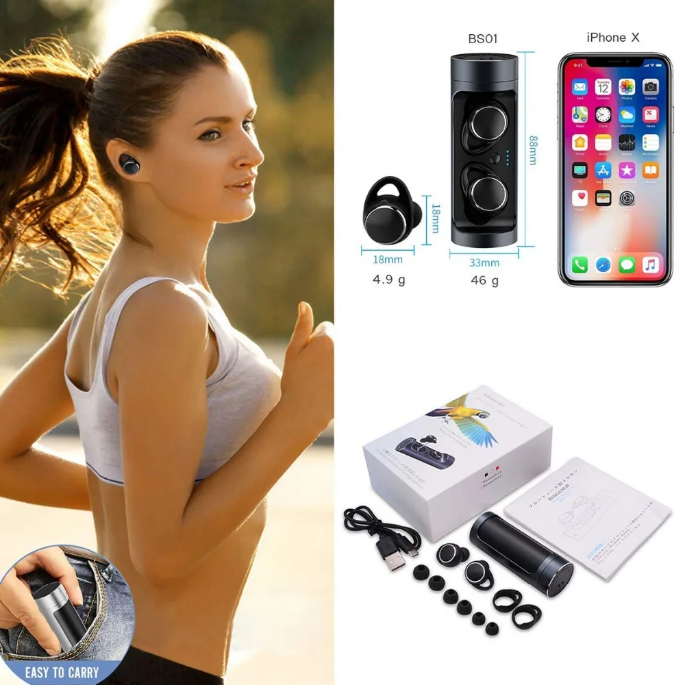 TWS Wireless Earphone Bluetooth 5.0 Touch Control Waterproof IPX6 With Mic Sport Swimming Stereo Sounds Headphones Charging Case
TWS Wireless Earphone Bluetooth 5.0 Touch Control Waterproof IPX6 With Mic Sport Swimming Stereo Sounds Headphones Charging Case