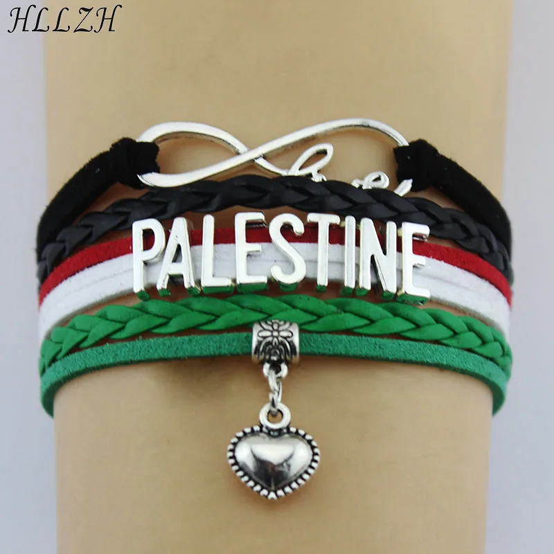 Фото HLLZH Infinity Love Palestine браслеты с сердечками Плетеные Кожаные плетеные - купить