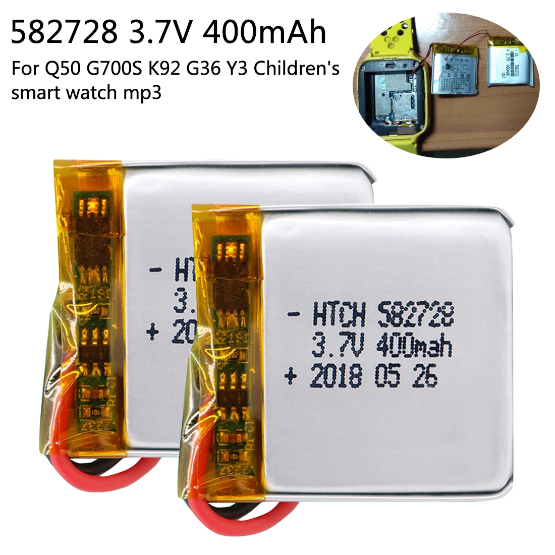 Фото Аккумуляторная литий полимерная батарея 3 7 В 400 мАч 582728 для Q50 G700S K92 G36 Y3 Детские