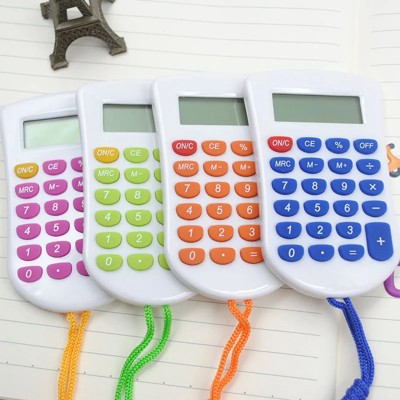 Компактный офисный 8 битный калькулятор со шнурком портативные Обучающие