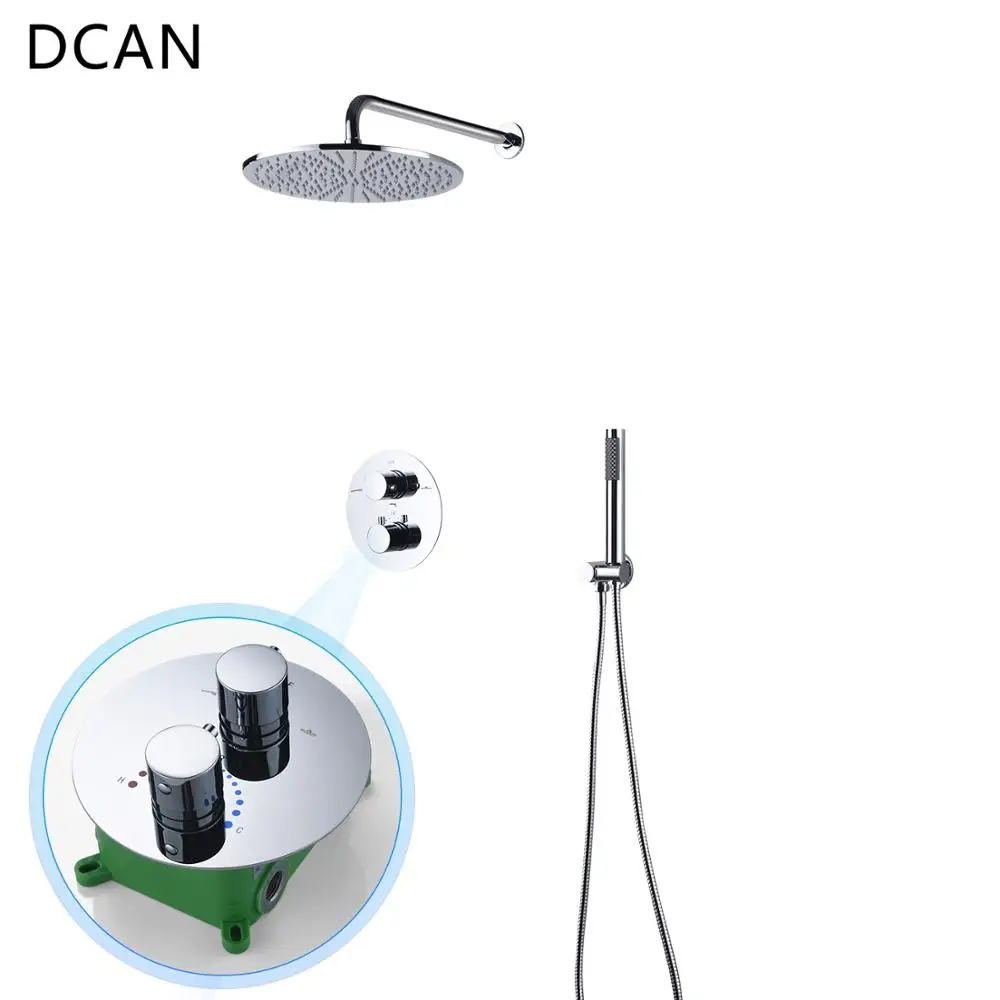 

DCAN Bathroom Luxury Rain Mixer Shower Combo Set Wall Mounted 10"/8" Rainfall Shower Head System