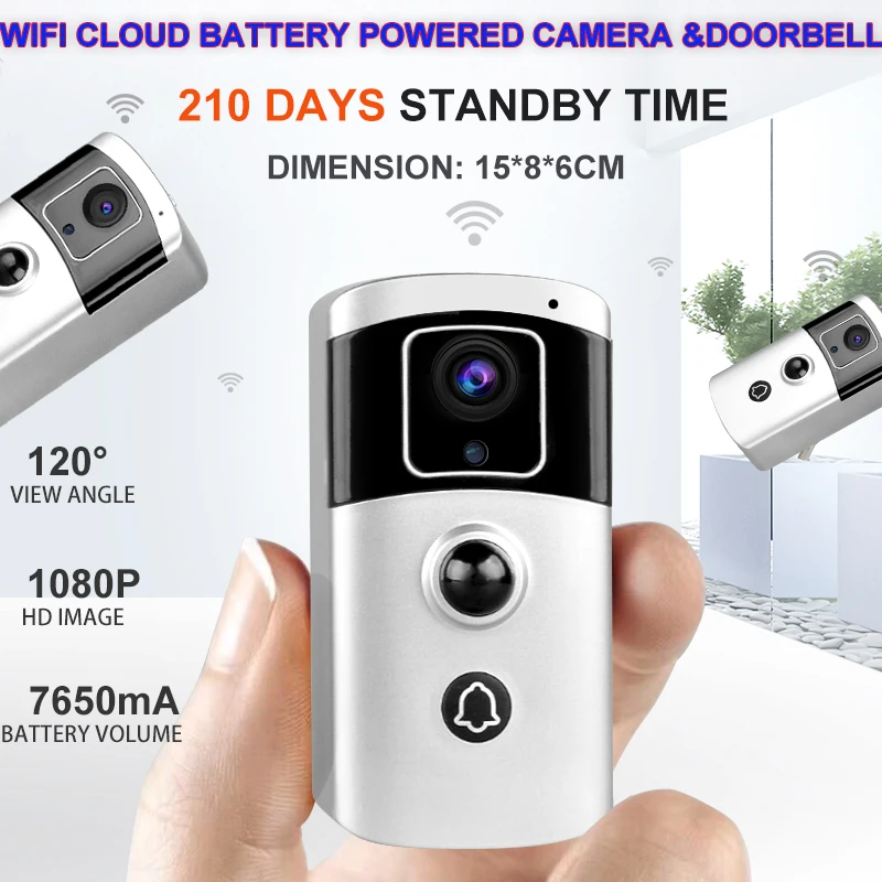Фото Водонепроницаемый 2MP 1080P беспроводной WiFi на батарейках дверной звонок и CCTV камера