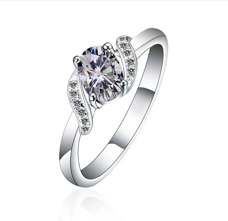 

Unique 1Ct Brilliant Women Ring dazzle Jewelry Solid 925 Sterling Silver Engagement Ring White Gold Color Prmoise Ring