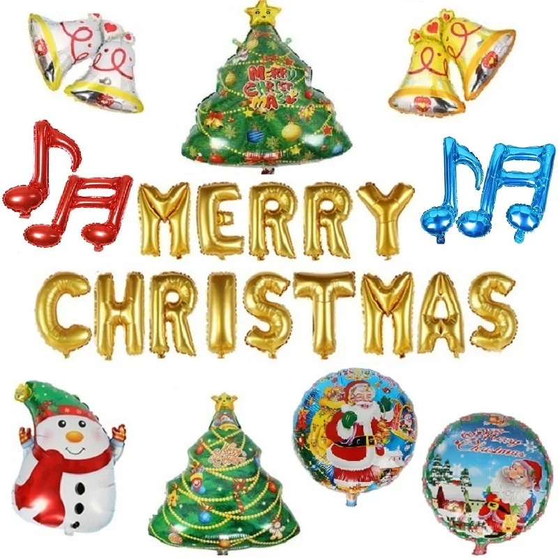 16 дюймовые воздушные шары из фольги с надписью MERRY CHRISTMAS воздушный Колокольчик в
