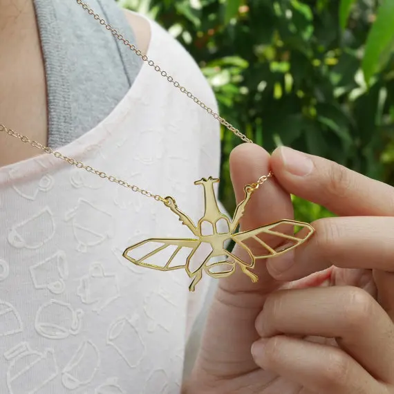 New Trendy Gold Silver Personalized Rhino Beetle Origami Necklace Animal Pendant Hunger Games Women Best Friend | Украшения и