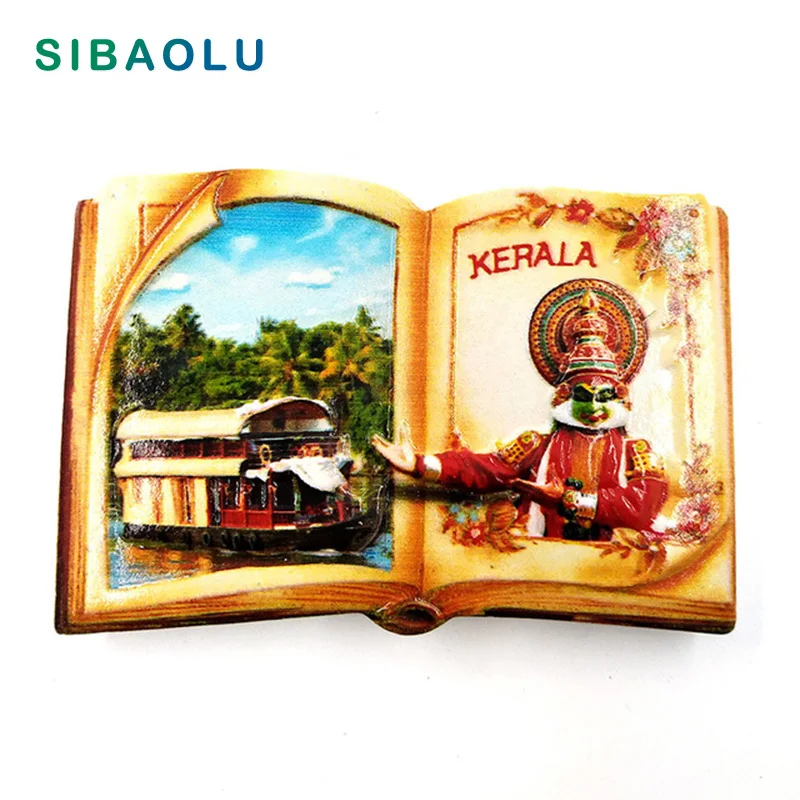 Индийский дорожный сувенир пейзаж Керала 3D высококлассная Смола магниты на