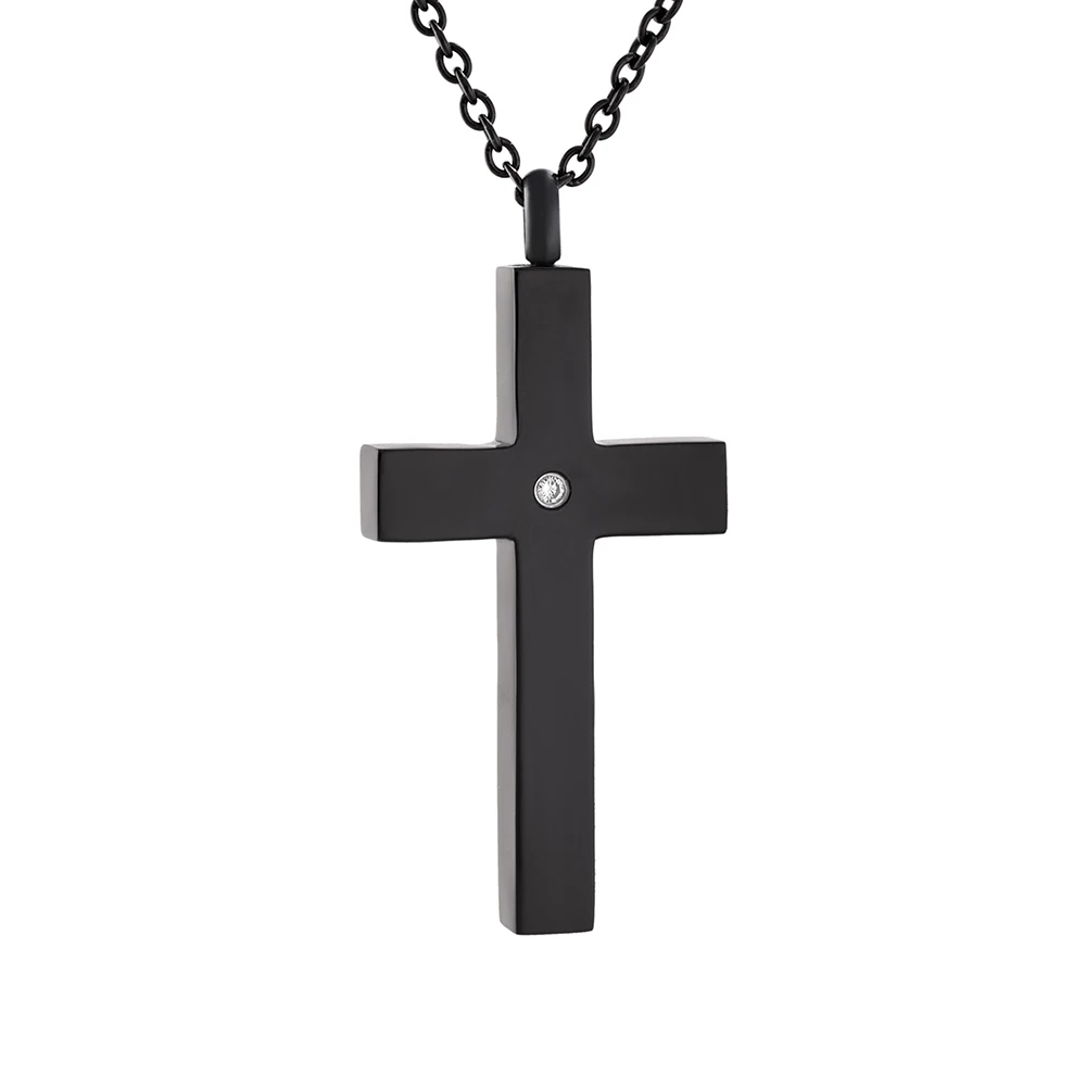 

IJD9848 Solitaire Cross Cremation Urn Ashes Pendant Necklace Urn Inlay Crystal Memorial Urn Ash Jewelry Collier Bijoux