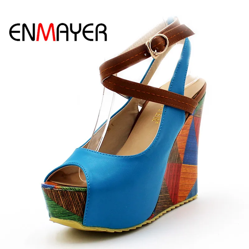 ENMAYER New Arrivals Fashion Sexy Wedges High Heels Sandals for Shoes Women PU Leather Sandals Peep Toe Shoes Women Sandals
ENMAYER New Arrivals Fashion Sexy Wedges High Heels Sandals for Shoes Women PU Leather Sandals Peep Toe Shoes Women Sandals