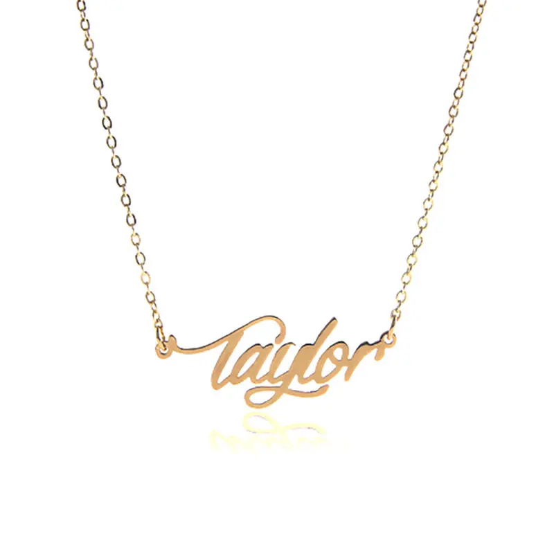 Taylor Name Necklace for Women Script Personalized Pendant Gold Color Stainless Steel Popular Nameplate Letters Jewelry NL2416
Taylor Name Necklace for Women Script Personalized Pendant Gold Color Stainless Steel Popular Nameplate Letters Jewelry NL2416