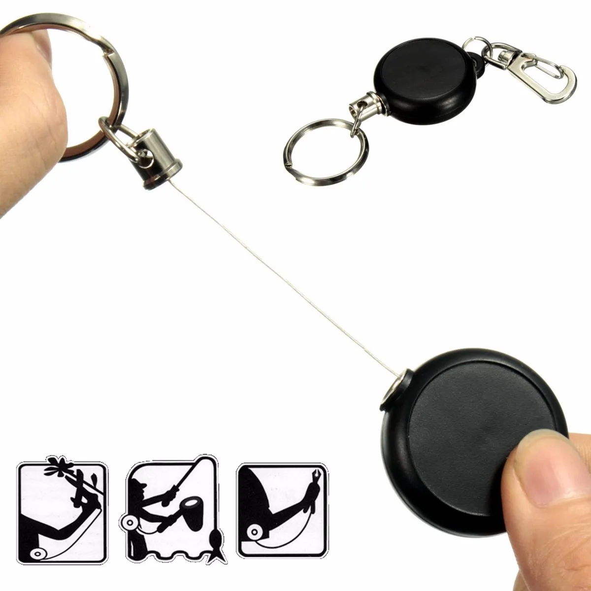 Kicute Retractable Black Keychain Anti-Lost Keychain Badge Reel Buckle Recoil Card Holder Pull Key Ring Steel Cord 1/2/3/4/5 Pcs
Kicute Retractable Black Keychain Anti-Lost Keychain Badge Reel Buckle Recoil Card Holder Pull Key Ring Steel Cord 1/2/3/4/5 Pcs