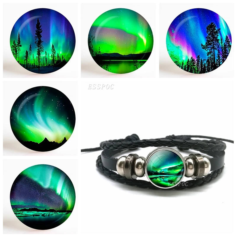 Green Natural Northern Lights Photo Glass Cabochon Dome Black Button Handmade Jewelry Leather Bracelet Fashion Accessories Gift
Green Natural Northern Lights Photo Glass Cabochon Dome Black Button Handmade Jewelry Leather Bracelet Fashion Accessories Gift