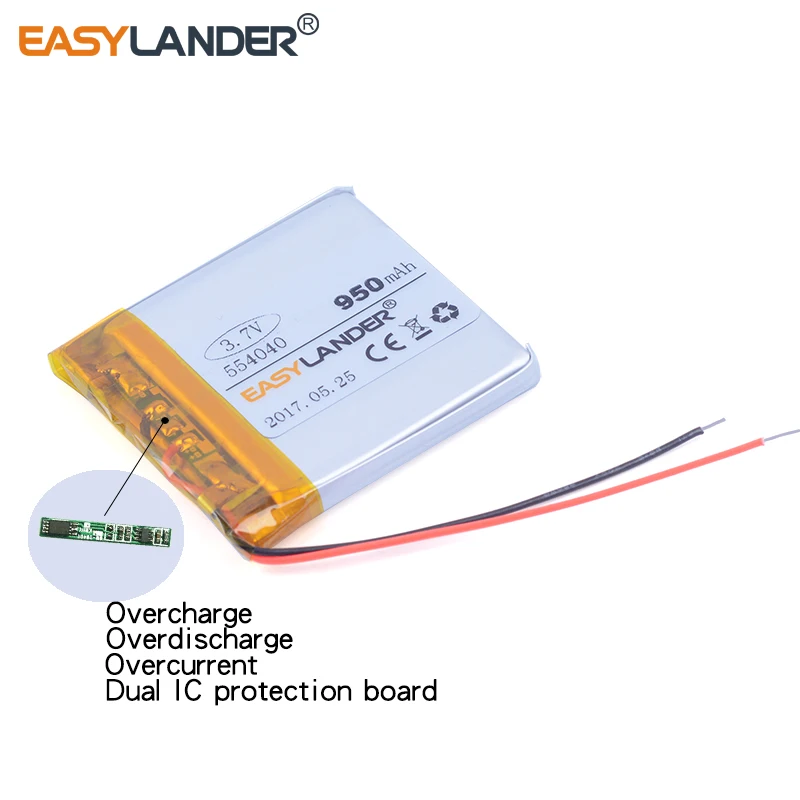 554040 3.7V 950mAh Rechargeable li-Polymer Battery For Mp3 Mp4 PAD DVD bluetooth Vedio Game toys mobile 554041
554040 3.7V 950mAh Rechargeable li-Polymer Battery For Mp3 Mp4 PAD DVD bluetooth Vedio Game toys mobile 554041