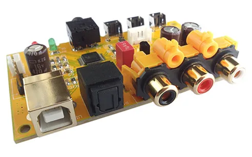 CM108 computer USB 2.0 DAC decoder board support Fiber coaxial Digital AC3 DTS 5.1 channel output and APE FLAC format
CM108 computer USB 2.0 DAC decoder board support Fiber coaxial Digital AC3 DTS 5.1 channel output and APE FLAC format